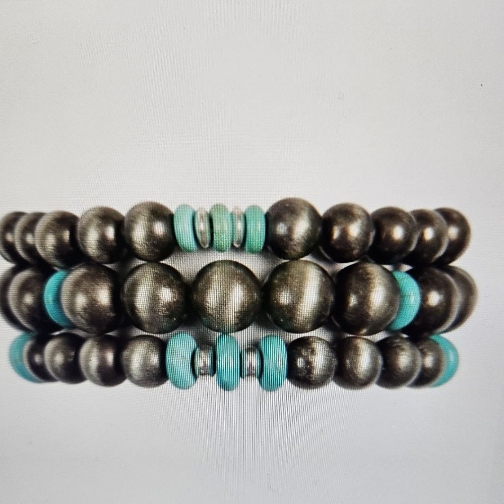 A Girl Thing Turquoise and Black Beaded Bracelet